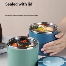 1个不锈钢保温饭盒，大容量保温食品容器，学生便当盒，日式汤碗 - 彩色 - 查看 6