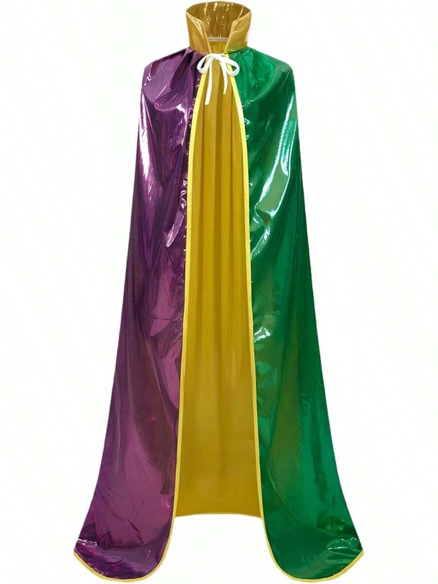 Mardi Gras Cloak With Collar For Adults, Perfect For Halloween - 3color With Collar - View 1