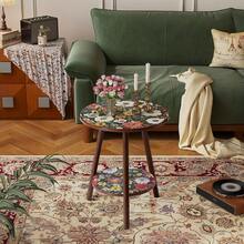 Senmeo Vintage Mandala 2-Tier Side Table - Multicolor Round Coffee Accent Table For Indoor/Outdoor - Rust Brown - View 6