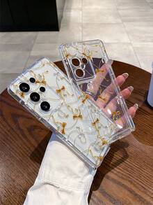 1件装时尚创意蝴蝶结链条卡通小马图案透明气囊TPU材质防摔手机壳，适合作为节日礼物，适用于三星S25、S24、S23、S22、A05、A73、A53等型号 - 彩色 - 查看 6