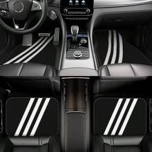 4 件套汽车脚垫，时尚条纹图案设计，个性化图案，适用于轿车、卡车和 SUV，经久耐用，易于清洁，四季皆宜，是汽车爱好者的理想之选，也是馈赠亲朋好友的绝佳礼物。 - 彩色 - 查看 1