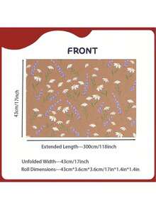 3 Meters/Roll, Natural Daisy And Lavender Gift Wrapping Paper Roll | 43cm X 3 Meters (17in X 118in), Suitable For Various Occasions Gift Wrapping - Birthday, Valentine's Day, Wedding Party And Bulk Packaging - Multicolor - View 2