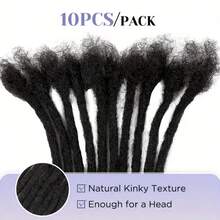 10 hebras de extensiones sintéticas para dreadlocks, con un ancho de 0,6 cm para hombres/mujeres - Negro - Ver 2