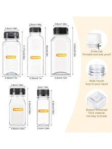 8 个迷你塑料果汁瓶带盖 - 可重复使用的果汁瓶，透明饮料容器，带盖，适用于榨汁、制作冰沙和其他饮料 - 旅行必备 - 宽口设计，防漏，可用洗碗机清洗 - 查看 2