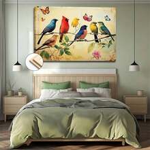 2D Flat - 1pc Large Framed Canvas Wall Art | Posters & Prints | Painting | A Framed, Vibrant Style Creative Canvas Art Piece Measuring 60X90Cm (24X36 Inches) Featuring Seven Colorful Magpies, Suitable For Home, Office, School, Café, Museum, Weddings, And Other Settings. - 111 - Xem 8
