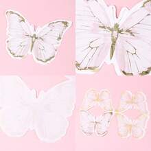 20张/40张/60张装，蝴蝶造型纸巾，双层13 x 13英寸大包装一次性鸡尾酒金箔纸巾，适用于蝴蝶主题派对、宝贝派对、婚礼、生日派对等场合的餐桌一次性宾客纸巾 - 粉紅色 - 查看 6