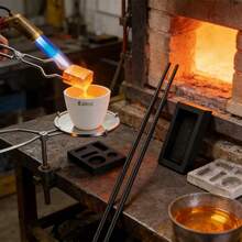 KLONKEE 9件套铸造工具组，包括坩埚、锭模、2根搅拌棒、陶瓷石英杯，适用于金、银和珠宝铸造 - 彩色 - 查看 3