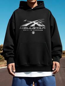 Oversized Hoodie Flame Silhouette Star Graphic Dark Gothic Rebel Streetwear Casual Winter Pullover Perfect Christmas Birthday Holiday Gift Idea For Edgy Attitude Lovers - 黑色 - 查看 3