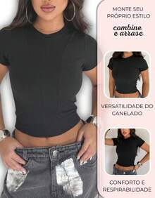 Baby Look Short Sleeve Fitted Basic Comfortable Everyday Casual Corset Effect Glamour - Mint Green - View 5