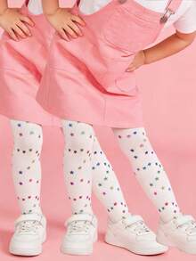 Colorful Dance Tights, Colorful Butterfly & Star Printed Stirrup Tights For Kids, Soft & Comfortable, Colorful Printed Tights - Multicolor - View 38