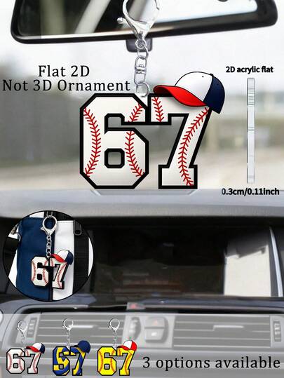 2d Flat, 1pc 67 Six Seven Keychain,Baseball Elements - With A 67 Number Design With,Compatible With Backpacks, Keys, Wallets - Cute Style Keyring,Perfect For Bags & Car Keys, Perfect For Car Keys, Backpacks & Bags , Bag Pendant, No Batteries Needed, Valentine's, Functional Vehicle Accessory, Women's Wallets And Mobile Phone Accessories, Giving To Friends, Family,Girlfriends, Partyaccessories, Souvenirs,Queen's Day
