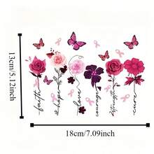 1张粉色花束蝴蝶热转印图案设计 - 大号热转印DTF贴纸，可水洗热压贴花，适用于T恤、枕头、卫衣、背包 - 耐用PVC材质 - L - 查看 11