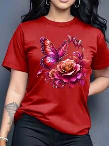 Tops For Women2026Spring Tops Fashion Letter Print Women's Round Neck Pure Cotton T-Shirt Simple Design, Comfortable And Breathable, Suitable For Daily Casual Wear, Versatile, Shows Natural And Elegant Style, Summer Party Essential, Local Delivery Loose And Comfortable Summersummer Clothes - 天藍色 - 查看 9