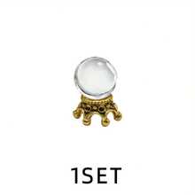 5pcs Mini Crystal Ball House Decor - Transparent Sphere Mini With Gold Base And Clear Dome - Gold Base and Transparent Dome - View 4