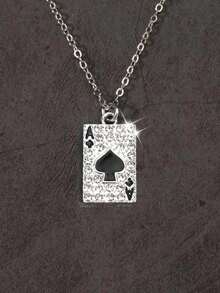 Mặt dây chuyền hình lưỡi xẻng đính đá toàn bộ, phong cách Punk Hip-Hop cá tính, dây chuyền thép không gỉ kiểu Gothic cổ điển dành cho nam và nữ. - Bạc - Xem 1