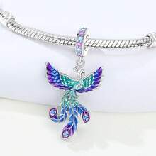 CYMYSS 1pc Magical Style Cubic Zirconia Inlaid 925 Silver Delicate Painted Phoenix Pendant, Gift Jewelry For Women, Valentine's Day/Birthday - Multicolor - View 3