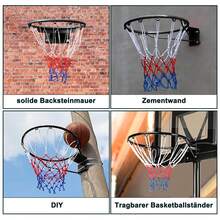 Dripex Massiver Basketballkorb Ø45 cm Wandmontage Basketballnetz mit Stahlring Basketballring mit Netz für In- und Outdoor - Schwarz - Übersicht 4