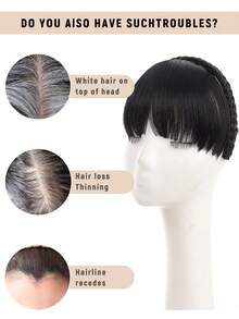 Women's Realistic Invisible Bangs Wig, Braided Bangs, Headband, Fringe, Synthetic Wig, Side-Swept Bangs, Bangs Wig Piece Hair Band Diadema Hair Hoop - Multicolor - View 6