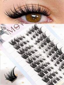 80片装（8-14毫米）狐狸睫毛D型卷翘貂毛睫毛扩容套装，自然柔软，打造纤长美睫。睫毛簇，单根睫毛，假睫毛，假睫毛 - 查看 3