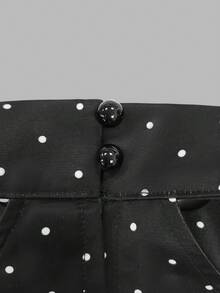 女士性感优雅派对风黑白波点露背吊带衫，面料光滑柔软，不对称下摆蕾丝拼接。 - 黑白波點 - 查看 7