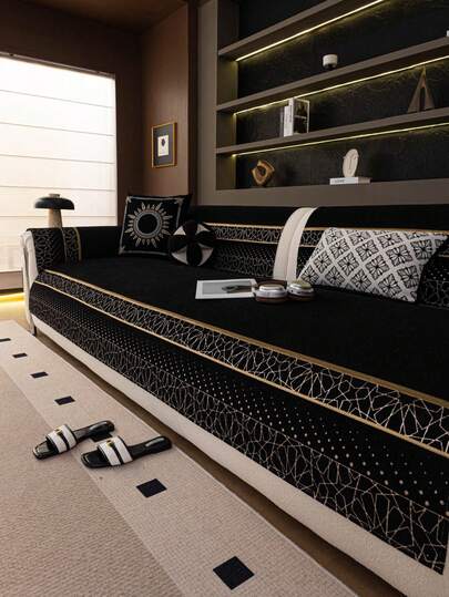 1 pieza Manta de sofá de poliéster con patrón geométrico, cubierta de sofá antideslizante y resistente a arañazos apta para mascotas, lavable a máquina, adecuada para dormitorio, oficina y decoración del hogar, para todas las estaciones