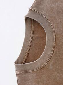 Van Dutch Eagle Skull Badge Graphic Men's Vintage Washed Oversized Crew Neck Short Sleeve T-Shirt - Lightweight Comfort Cotton For Daily Casual & Punk Outfits,  Gift For Gothic Fans, Camisas Para Hombre, Oversized Mens Shirt - 咖啡棕 - 查看 4