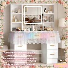 [DIY-Friendly Signature Furniture]Premium Solid Wood Modern Ladies' Vanity Table With 3-Level LED Soft Light Mirror, Ample Drawers & Cosmetic Rack, USB Port, Space-Saving, Easy Assembly - Perfect Gift For Bedrooms, Birthdays & Celebrations - Blanco - Ver 2
