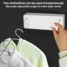® 4.2m Retractable Washing Line Retractable Clothesline Wall Mounted Clothes Line White Two Line For Balconies Washroom   Dvv - White - View 2