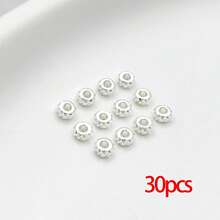 30 hạt cườm mạ vàng 18K, hạt tròn dẹt, hạt đệm bằng đồng thau, hạt hình trụ, hạt tròn nhỏ dùng để làm vòng tay, vòng cổ, trang sức, đồ thủ công DIY. - Nhiều màu - Xem 9