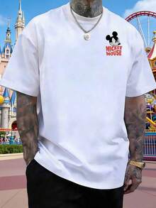 Disney Retro-Style Angry Mickey Mouse T-Shirt, Classic Cartoon Crew Neck Men's T-Shirt, Made Of Comfortable And Soft 100% Pure Cotton, Suitable For Everyday Wear, Outings, Parties, And Other Men's Clothing. - White - View 2