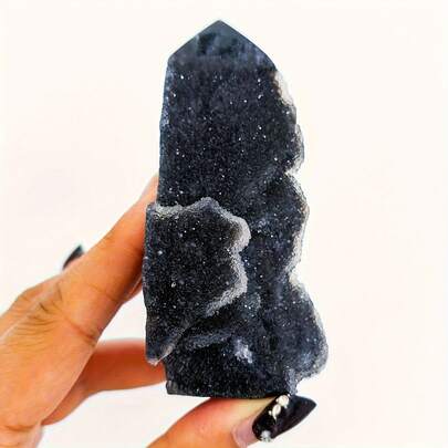 Natural Black Sparkling Zinc Ore Crystal Towers, Single-Point Hexagonal Prism Crystal Columns, Desktop Decorations, Unique Holiday Gifts, Multiple Pieces, Bulk,