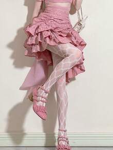 1 par de pantimedia finas y sexys de red para mujer, versátiles para primavera/verano - Blanco - Ver 3