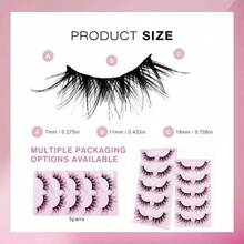 Magiska charmiga lösögonfransar, 5 par, trendig böjd älvögonsmink, förhöj din look, perfekt för vardagsbruk och speciella tillfällen - Svart - Visa 6