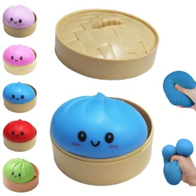 Bola Anti-estrés De Masa Hervida Con Purpurina – Juguete Sensorial De Apretar Con Forma De Bao, Relajante Y No Pegajoso, Ideal Para Niños Y Adultos