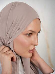 1pc 3-In-1 Instant Chiffon Hijab With Built-In Magnet And Inner Cap/All-In-One Instant Hijab - No Pins Needed, Non-Slip Fit, Quick Wear - Khaki - View 7