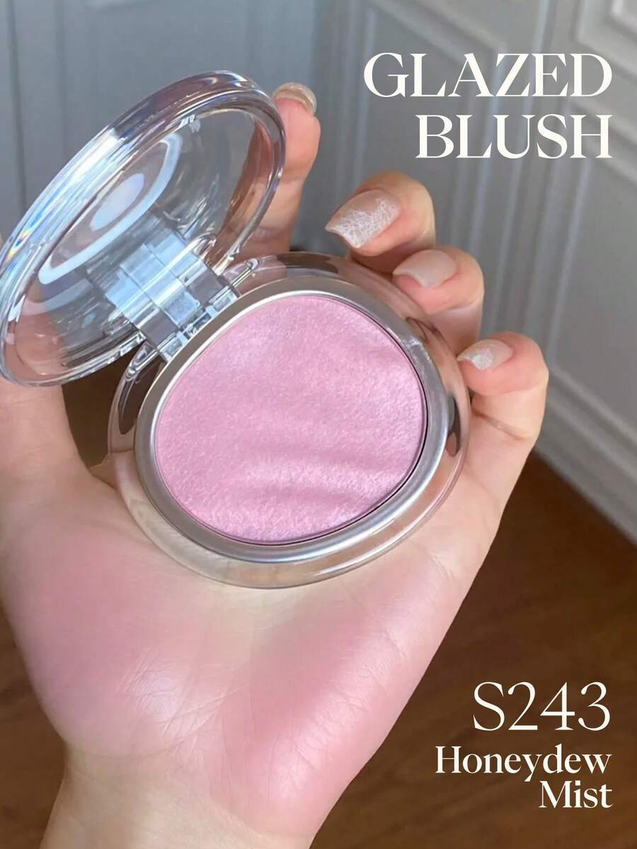 JOOCYEE RUBOR Y ILUMINADOR GLASEADO AURA, Iluminador con brillo perlado para realzar el cutis, Rubor con acabado satinado en tonos arcoíris - S243 Rosa Ondulado - Ver 1