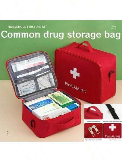 1pc Large/Extra Large Medicine Storage Bag, High Capacity Home Medicine Box, Portable Medical Bag, Diagonal Shoulder Medical Bag For Outdoor First Aid, Medicine Storage Organizer, Travel Emergency Medicine Bag