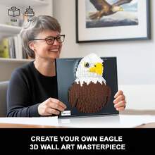 鲨鱼3D立体墙饰迷你积木套装，动物造型墙饰积木套装，创意墙饰相框积木，独特家居墙面装饰或桌面摆件，DIY成人装饰品，创意艺术积木，理想的成人生日圣诞玩具礼物 - 彩色 - 查看 11