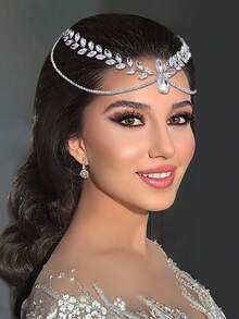1 Stück luxuriöser funkelnder Blumen-Strass Haarkamm, Haarband, Braut Haaraccessoire, Hochzeitsfeier Fotografie Haar Dekoration, Damen Accessoire, Silber Haarspange, Frühling/Sommer Mode Haarband - Silber - Übersicht 7