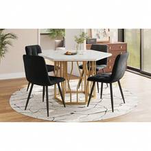 Dining Table & Chair Sets - Black + Golden + MDF+Steel - View 4