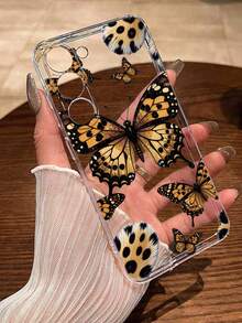 蝴蝶彩绘透明极简时尚创意防震手机壳，兼容 17/17Pro/17ProMax、16/11/16Pro/16Plus/16ProMax/16E/15ProMax/13/14/12/XS/XR/7G/8P、Galaxy S25/S25Plus/S25 Ultra、A16/A36/A26/A56/A50/A12/A32、S26/S26Plus - 彩色 - 查看 5