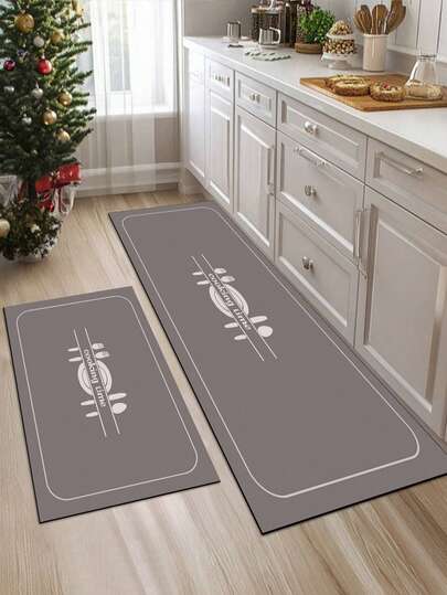 3.5mm Thick Soft Rubber Kitchen Mat, Minimalist Kitchen & Dining Style Absorbent Rug, Can Be Customized To Fit Kitchen Size, Surface Fabric Material, Middle Sponge Layer, Bottom Rubber Layer, Suitable For Kitchen Rugs, Kitchen Decor, Wedding Decor, Home Decor, Bathroom Mat, Entryway Mat, Laundry Room Mat, Hallway Carpet, Living Room Mat, Etc.