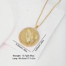 1 pieza Collar con colgante redondo de cobre chapado en oro de 18K, joyería minimalista de lujo como regalo para mujeres - Dorado - Ver 10