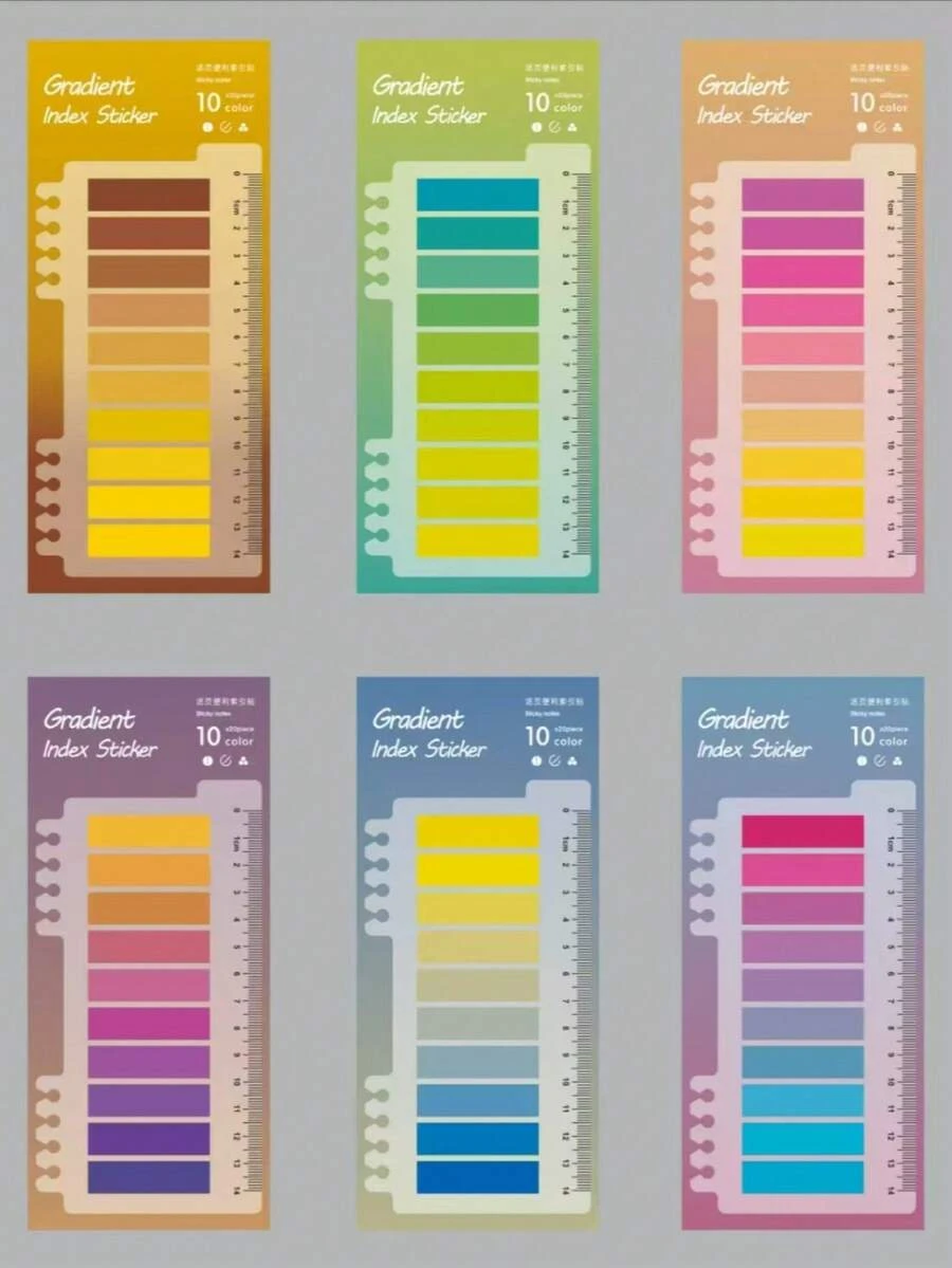 6 tập (1200 tờ) Giấy ghi chú PET nhiều màu sắc, có thể viết, dán lại nhiều lần, nhãn dán trang tự dính, thích hợp cho bìa hồ sơ và lập chỉ mục. - 6 chiếc B - Xem 1