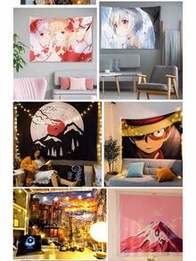 Soft Anime Tapestry Oshi No Ko Hoshino Ai Ruby Hoshino Indoor Home Decor - 白色 - 查看 3