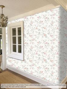 1 Roll Self-Adhesive Wallpaper, Elegant Light Pink Floral Background Wall Sticker, Vintage Waterproof Removable Wallpaper, Suitable For Bedroom, Living Room Wall Decor, Home Furniture Renovation - Multicolor - View 7