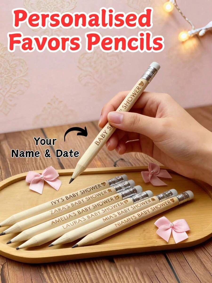 Hộp 5-400 bút chì gỗ tùy chỉnh, có thể khắc tên, ngày tháng, làm quà tặng Ngày Nhà giáo, quà tặng khuyến mãi, bút chì theo yêu cầu. - trắng - Xem 1