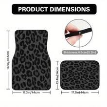 4-Piece Leopard Print Car Floor Mats - Black & Animal Pattern, Durable Polyester Material, Easy-To-Clean Surface, Suitable For Home & Road Trips, Stylish Interior & A Gift For Friends, Car Floor Mats, Essential For Road Trips, Leopard Print Design - Multicolor - View 4