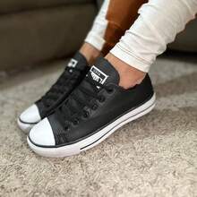 Kit Of 3 Unisex Star Style Sneakers For Men And Women, Casual, Traditional, Faux Leather - 白色/黑色/焦糖色 - 查看 2