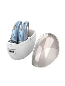 2个可充电助听器，金色、蓝色、黑色，USB充电，最大36V，30mAh电池容量，有线耳机助听器（无无线功能） - 寶藍色 - 查看 8